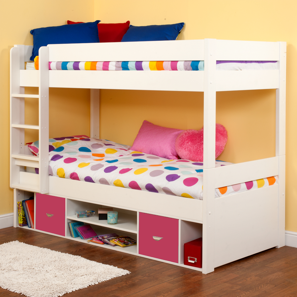 Detachable Storage Bunk with Pink Doors and 2 Free Stompa S Flex Airflow Mattresses