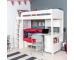 UnoS26 Highsleeper with Sofa Bed in Red Fixed Desk Cube and Hutch and two pairs of white doors - view 2