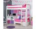 UnoS26 Highsleeper with Sofa Bed in Pink  Fixed Desk  Cube and Hutch 2 pink and 2 purple doors - view 1