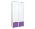 Uno S Tall Wardrobe White - incl. Small Purple Doors - view 1