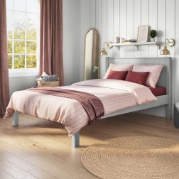 Classic Low End Double Bed in Grey Lifestyle Angled Zoomed