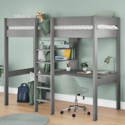 Uno Grey High Sleeper Bed with Integrated Desk and Shelving