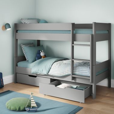 Stompa Compact Detachble Bunk Bed in warm grey with a pair of drawers