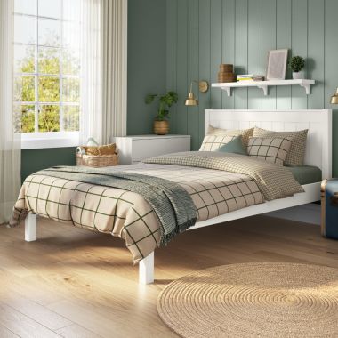 Classic Low End Double Bed in White Lifestyle Angled Zoomed