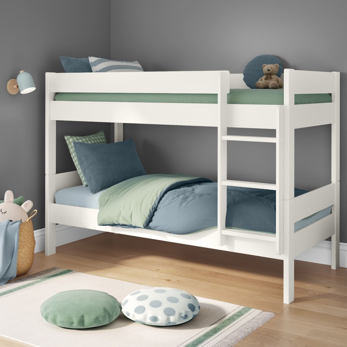 Childrens Stompa Compact Detachable Bunk Bed In White Lifestyle Angled Zoomed