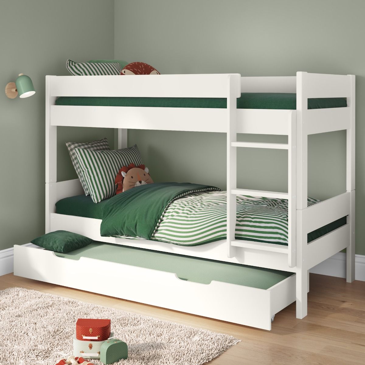 Stompa Compact White Bunk Bed with Trundle Bed & Mattress