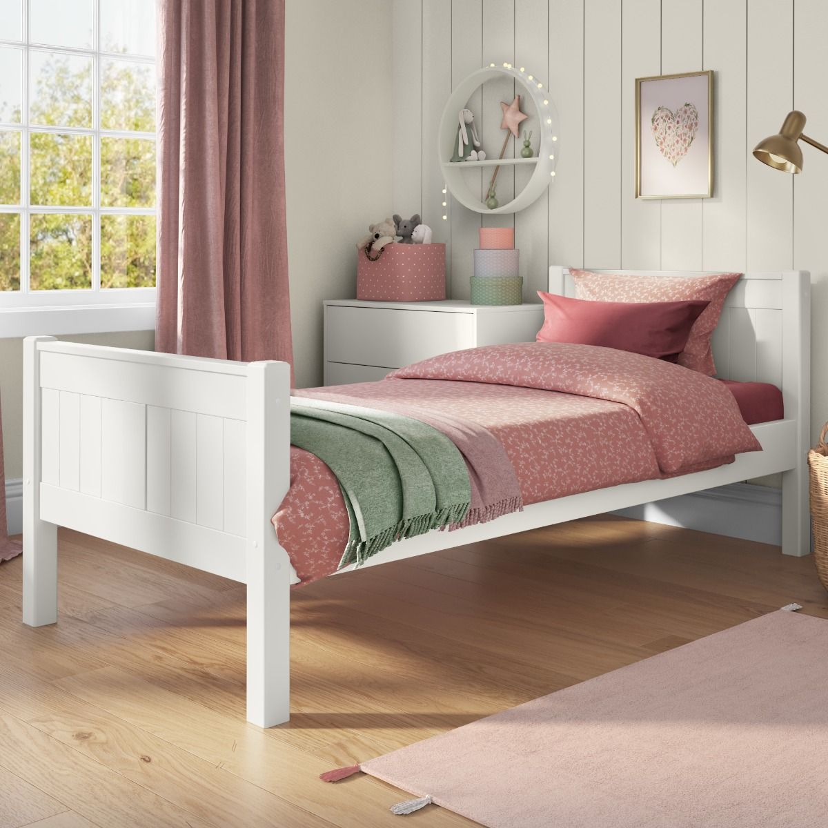 Classic Single Bed White Lifestyle Angled Zoomed