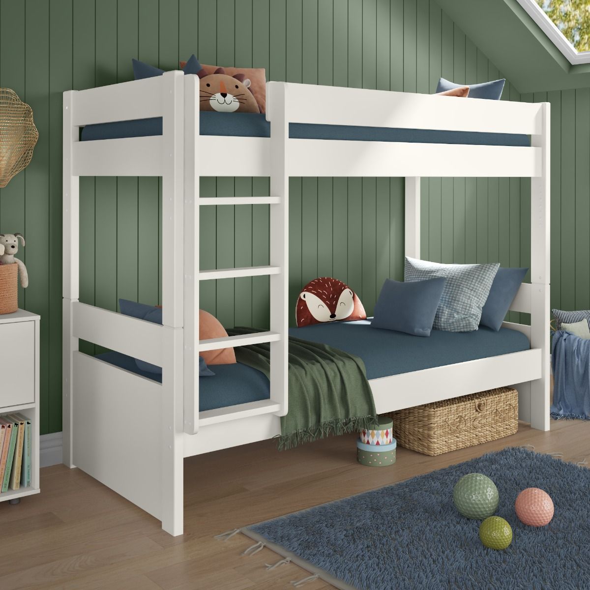 Childrens Uno White Detachable Bunk Bed Lifestyle Angled Zoomed