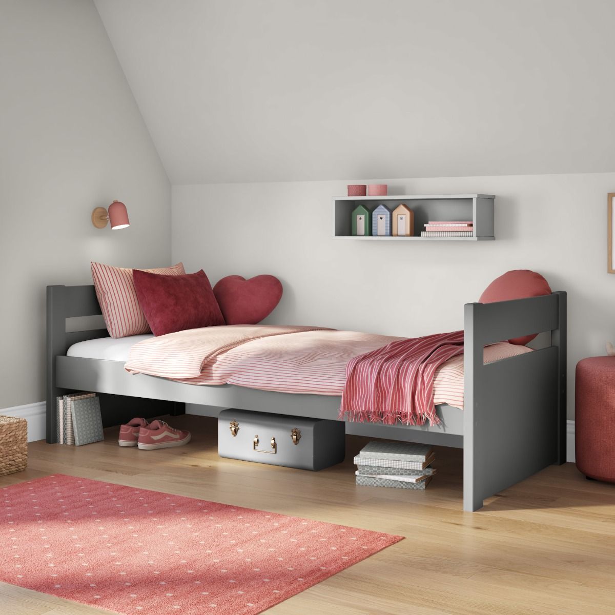 Childrens Uno Grey Cabin Bed Lifestyle Angled Zoomed