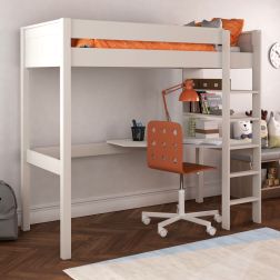 Classic High Sleeper with integrated desk and shelving  UK Standard Single Size Lifestyle Angled