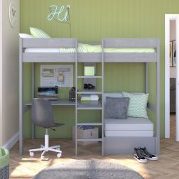 Uno 5 Grey High Sleeper With Pull Out Chair Bed in Grey