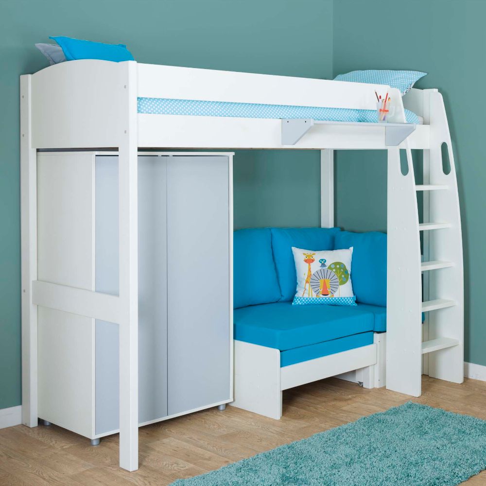 UNO S Highsleeper Special Package Includes Wardrobe and Free Stompa S Flex Airflow Mattress Lifestyle Angled